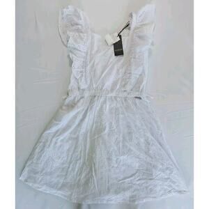 Guess Girls Size 14 Broderie Anglaise SL Dress White Flower Eyelet NWT